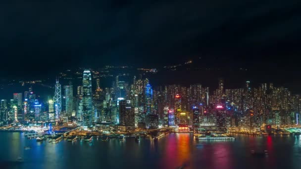 Hong kong stad 's nachts — Stockvideo