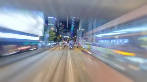 Se déplacer à travers Hong Kong la nuit — Video