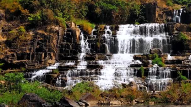 Pongour Wasserfall im Naturnationalpark — Stockvideo