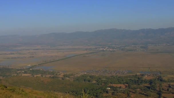 Inle lago pássaro vista panorâmica — Vídeo de Stock