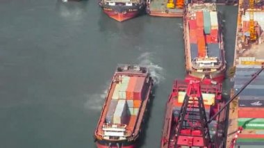 Hong Kong üst görünüm timelapse konteyner terminali