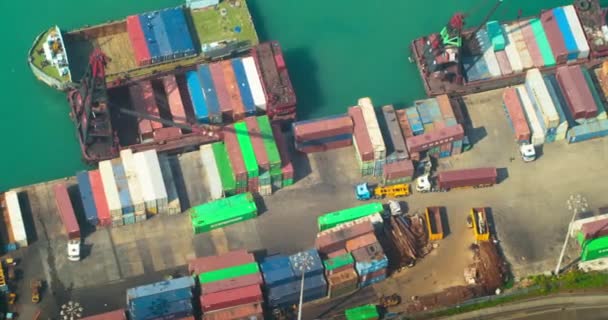 Container terminal in Hong Kong harbour — Stock Video