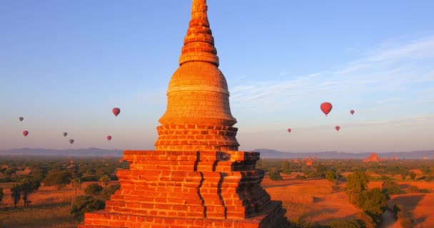 Ruiny starożytnych świątyń w Bagan, Myanmar — Wideo stockowe