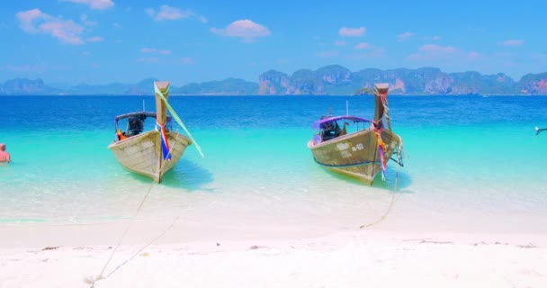 Thaise longtail traditionele boten — Stockvideo