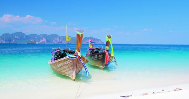 Barcos turísticos de cola larga tailandeses — Vídeo de stock