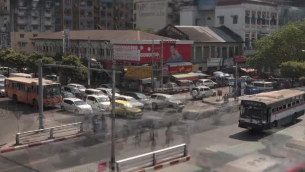 Traffico del centro di Yangon — Video Stock