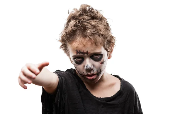 Screaming walking dead zombie child boy halloween horror costume — Stock Photo, Image