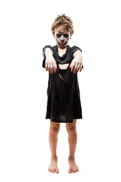 Gritando morto zumbi criança menino halloween horror traje — Fotografia de Stock