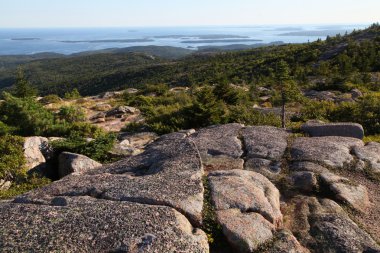 Cadillac dağdan, Acadia Milli Parkı, Maine, Amerika görmüş Atlantik Okyanusu