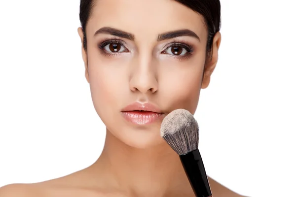 Young brunette woman with beautiful clean skin — Stock Photo, Image