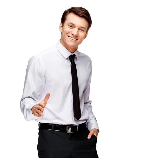 Knappe stijlvolle zakenman op witte achtergrond — Stockfoto