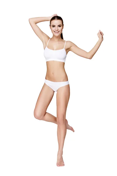 Sexig ung tjej i vita underkläder — Stockfoto