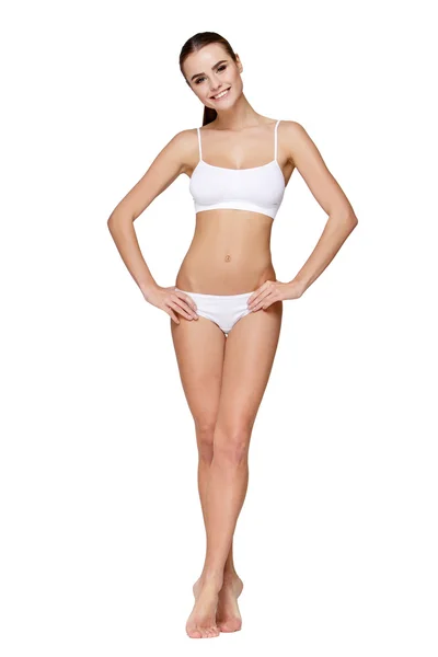 Sexy jovem menina no branco lingerie — Fotografia de Stock