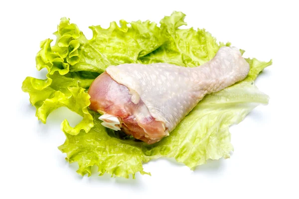 Raw chicken leg on a white background Stock Photo