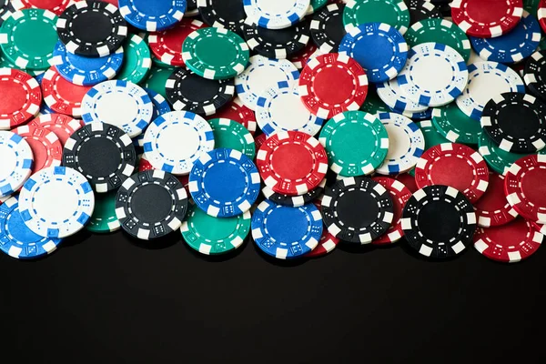 Sfondo fatto di chip Casino vista dall'alto verso il basso — Foto Stock