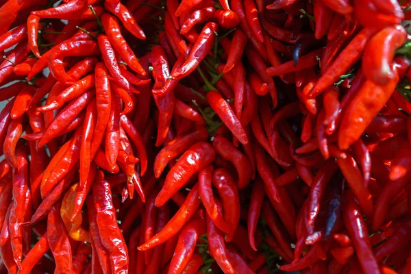 Paprika 's drogen buiten zoals traditioneel op de landelijke markt — Stockfoto