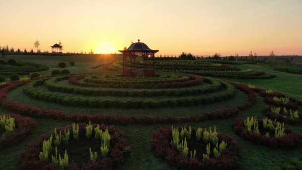 Paisaje escénico del hermoso parque de verano Dobropark al amanecer, Motyzhyn, Ucrania — Vídeo de stock
