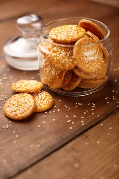 Cheese Biscuits on wooden background — Stock Photo, Image