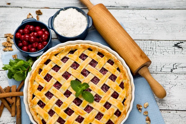 Tarte aux cerises maison — Photo