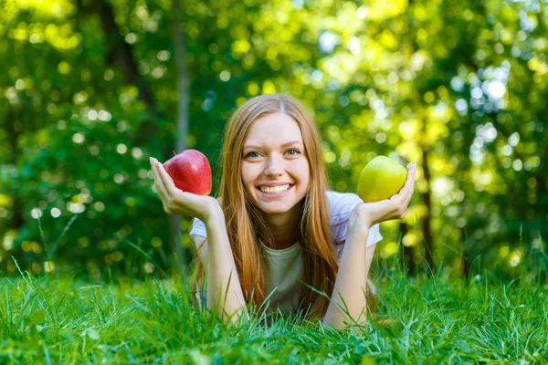 Beautiful smiling red-haired young woman — Stock Photo, Image