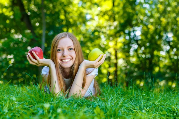 Beautiful smiling red-haired young woman — Stock Photo, Image