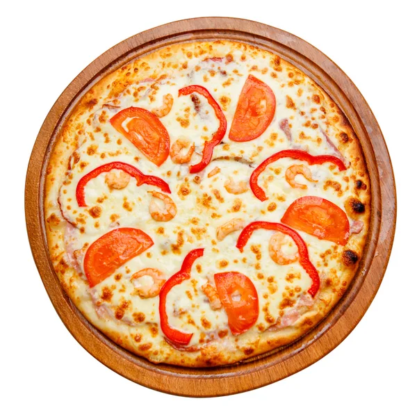 Pizza på träplatta — Stockfoto