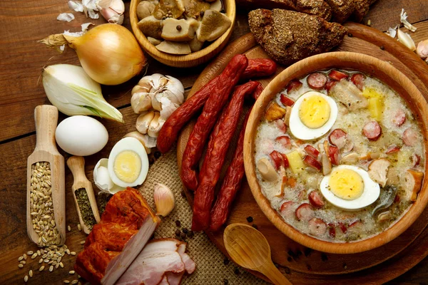 Traditional polish Easter soup Zurek — Stock Photo, Image