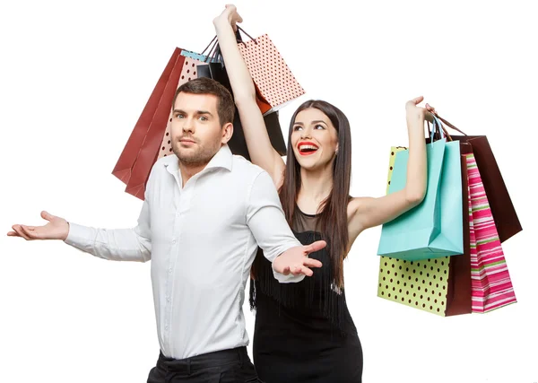 Pareja con bolsas de compras — Foto de Stock