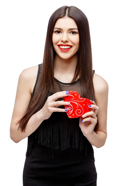 Mujer atractiva con caja de regalo — Foto de Stock