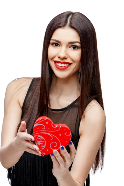 Mujer atractiva con caja de regalo —  Fotos de Stock