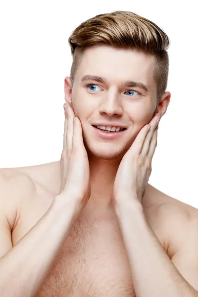 Young shirtless man isolated on white — Stock Photo, Image