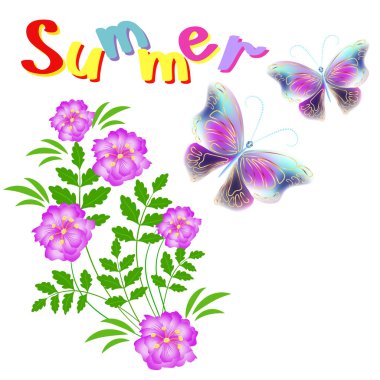 Flowers ornament with butterflies 