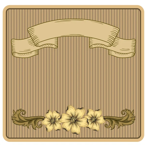 Cadre floral décoratif d'ornement et ruban — Image vectorielle