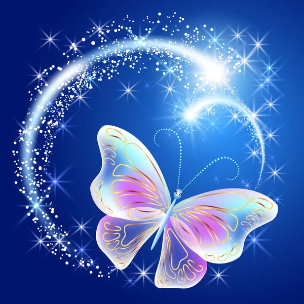 Mariposa con fuegos artificiales brillantes — Vector de stock