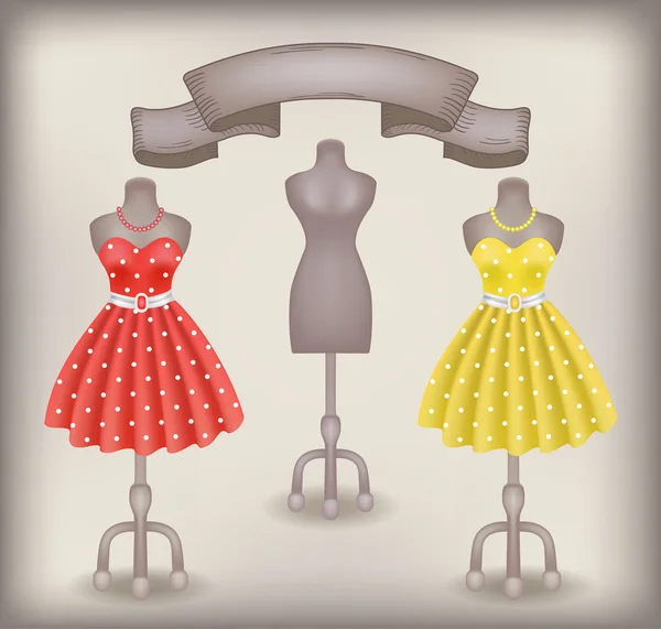 Modisches Kleid mit Tupfen im Retro-Stil auf Schnuller — Stockvektor