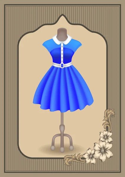 Kleid im Retro-Stil auf Schnuller im Geschäft oder Salon im Vintage-Stil — Stockvektor
