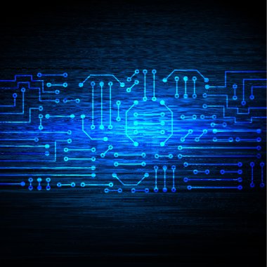 Mavi arka plan üzerinde elektronik devre