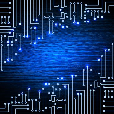 Mavi arka plan üzerinde elektronik devre
