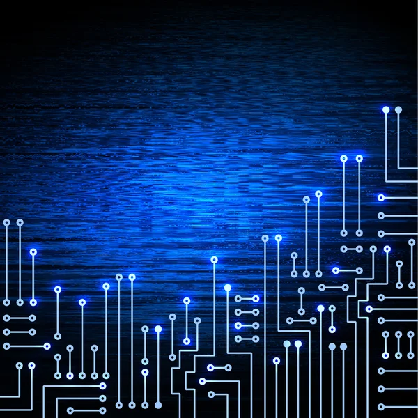 Elektronisk krets på blå bakgrund — Stockfoto