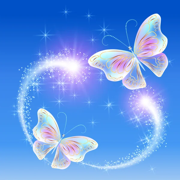 蝴蝶和烟花 — 图库矢量图片