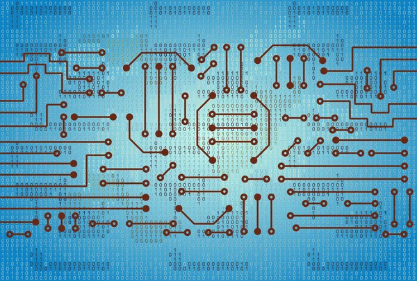 Elektronický obvod a binárního kódu — Stockový vektor