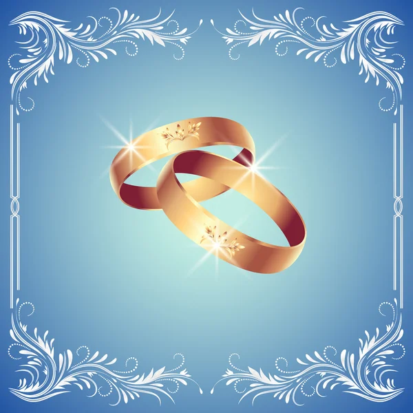 Card with wedding rings — Stock Vector