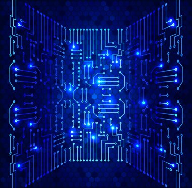 Modern elektronik devre üzerinde hücreleri desen çizimi 