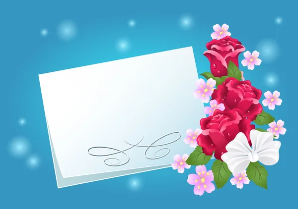 Rosas florais fundo e cartão —  Vetores de Stock