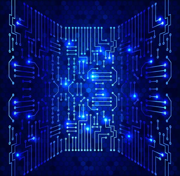 Dibujo de circuito electrónico moderno en el patrón de celdas — Archivo Imágenes Vectoriales