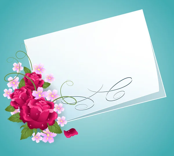 Rosas florales fondo y tarjeta — Vector de stock