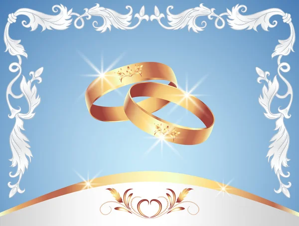 Card with wedding rings — Stock Vector