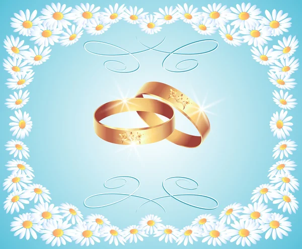 Cartão com anéis de casamento — Vetor de Stock