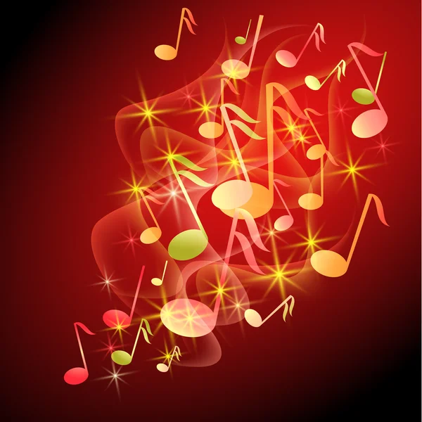 Fondo brillante con notas musicales — Vector de stock