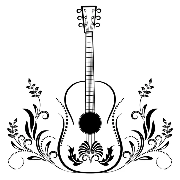 Guitarra decorativa em branco —  Vetores de Stock